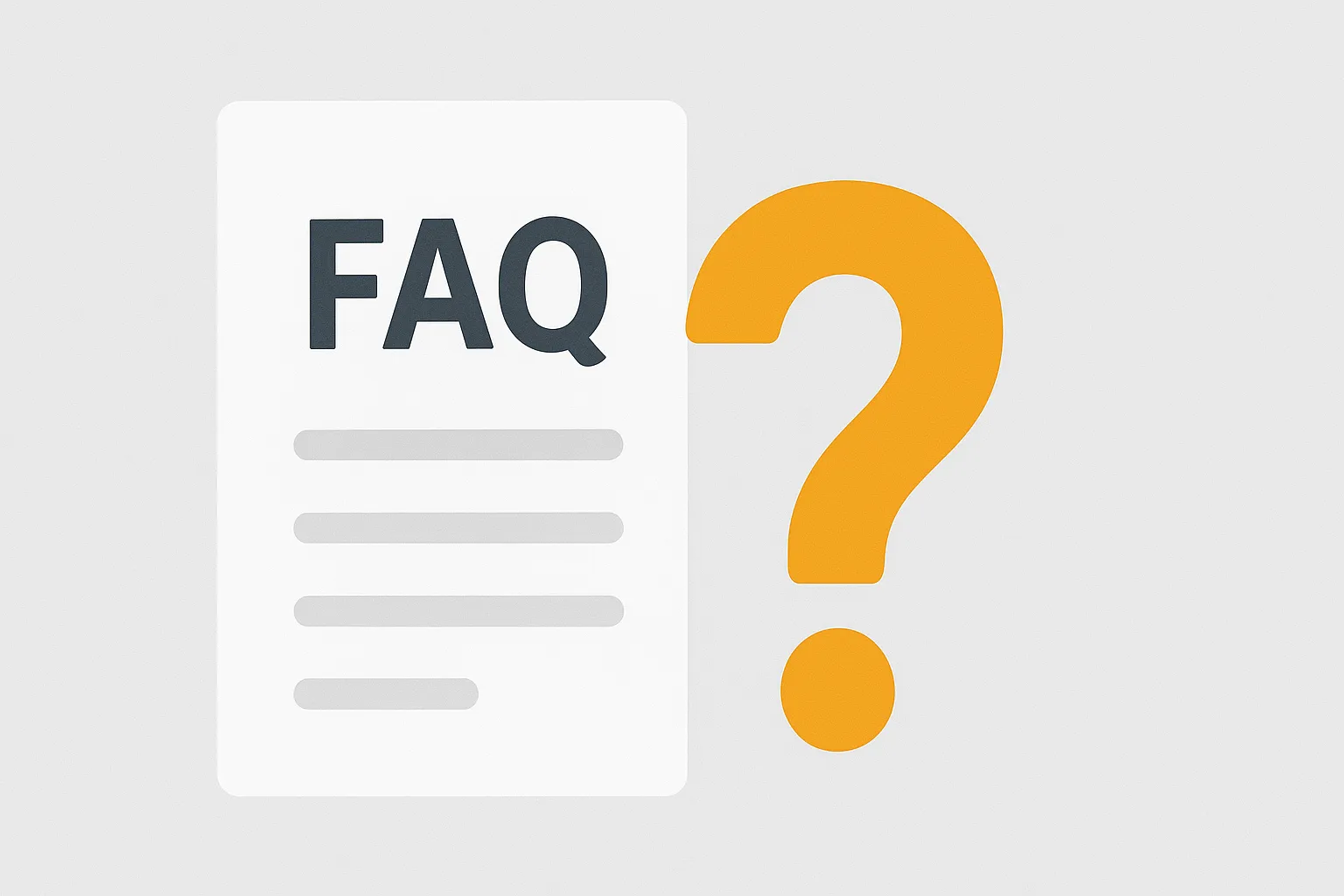 Image avec le texte "FAQ" et un point d'interrogation.